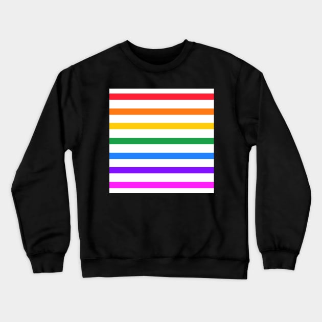 White and rainbow stripes - horizontal Crewneck Sweatshirt by bettyretro